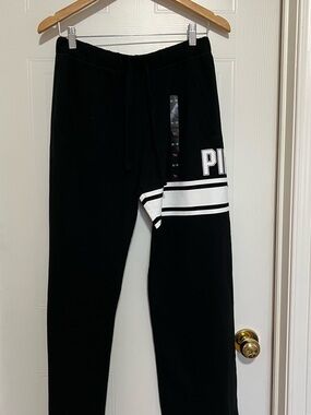 Victoria's Secret PINK Black Boyfriend Fit Sweatpants with White Stripes